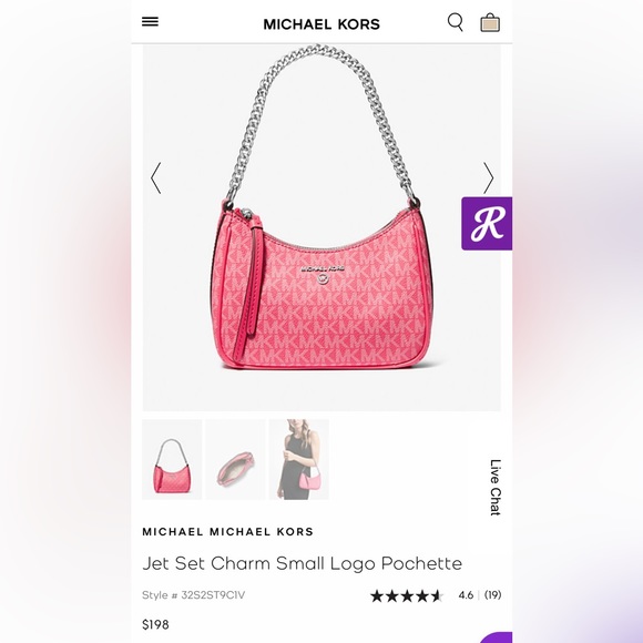 NWT Michael Kors Jet Set Charm Small Chain Pouchette Rubin Red - Picture 6 of 7